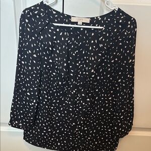 LOFT Black and White Blouse Top